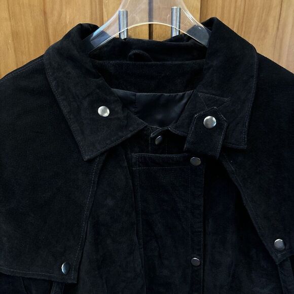 Adventure Bound Originals Duster Outback Trench Coat XL Black Suede Snaps Lined - Picture 3 of 16